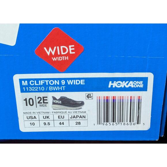 Hoka Shoes Mens 10 Wide (2E) Black Clifton 9 1132210/BWHT NEW Running Comfort - Picture 9 of 9